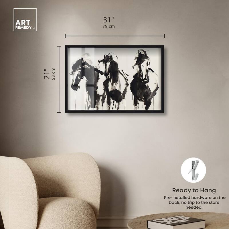 Horses in Ink Shadowbox by Art Remedy