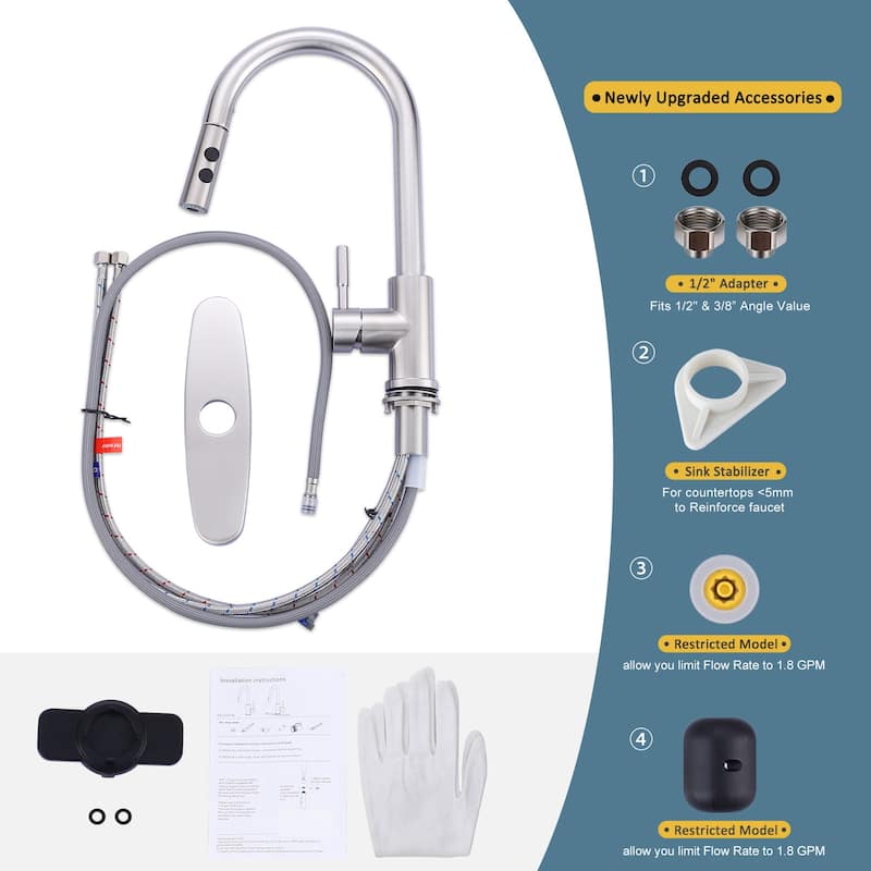 WOWOW Single Handle Pull Down Sprayer Kitchen Faucet