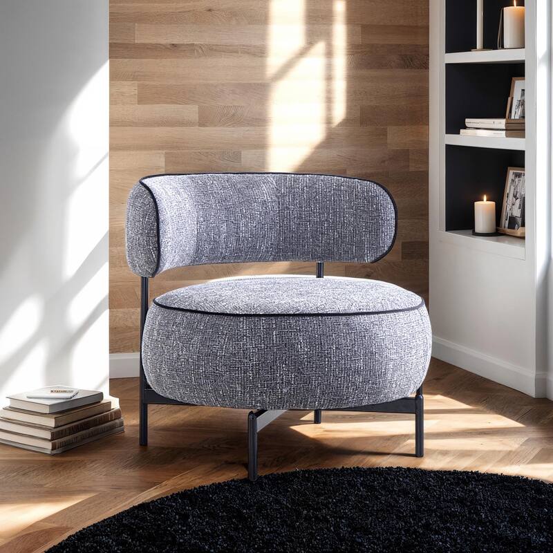 Furniture of America Ians Modern Upholstered Swivel Chair with Curved Backrest - Dark Grey