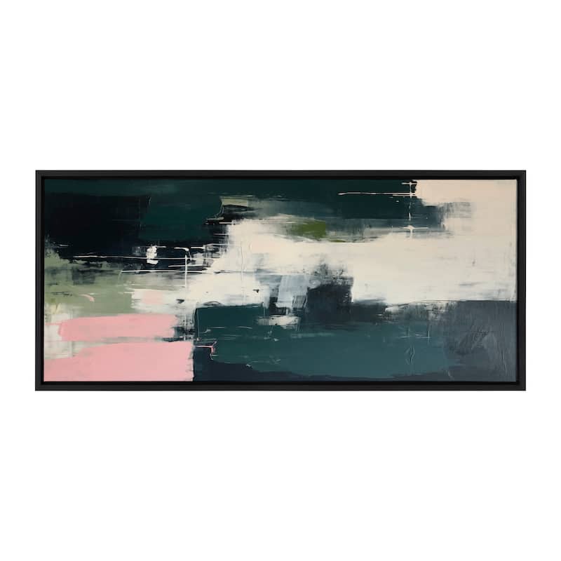 Kate and Laurel Sylvie Emerald Blush Framed Canvas by Amy Lighthall