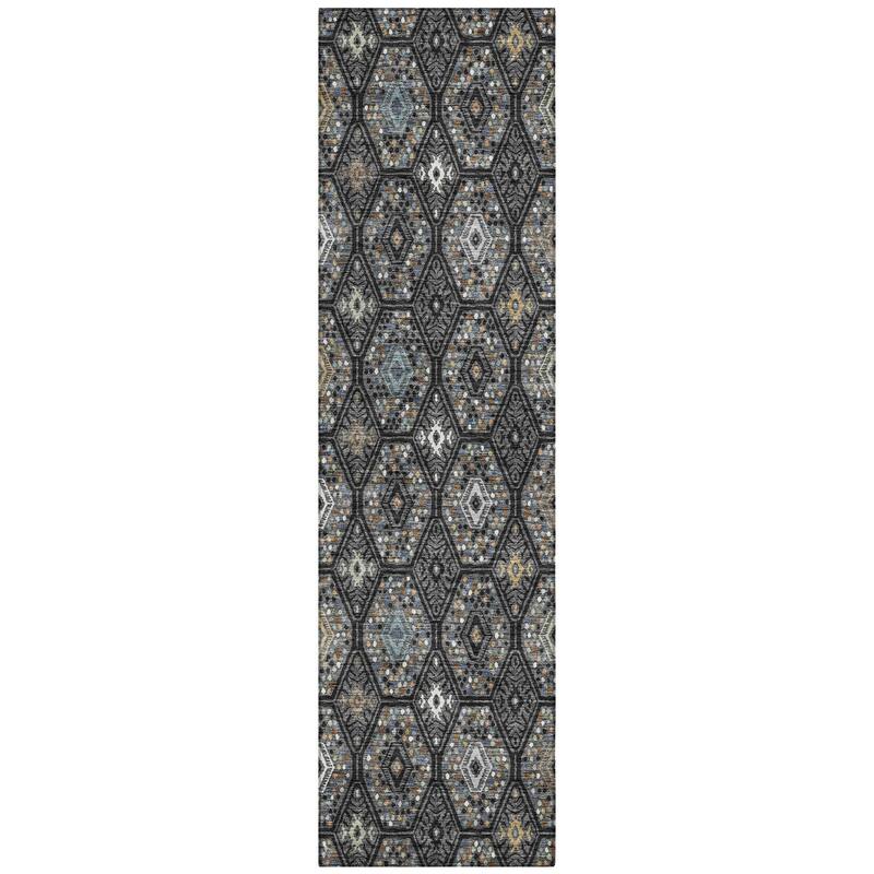 Machine Washable Indoor/ Outdoor Modern Hexi Chantille Rug