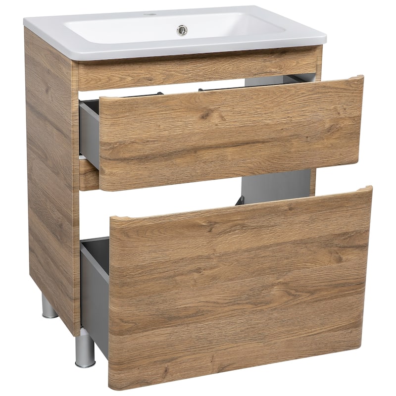 Modern Free Standing Bathroom Vanity with Washbasin | Comfort Collection with Mirror Simple 32"