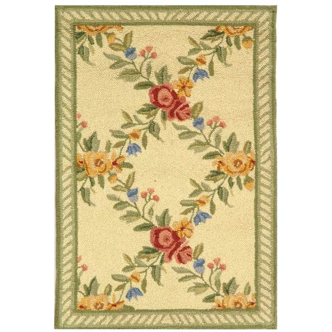 SAFAVIEH Handmade Chelsea Gulser Trellis French Country Wool Rug - 2'6" x 4' - Ivory