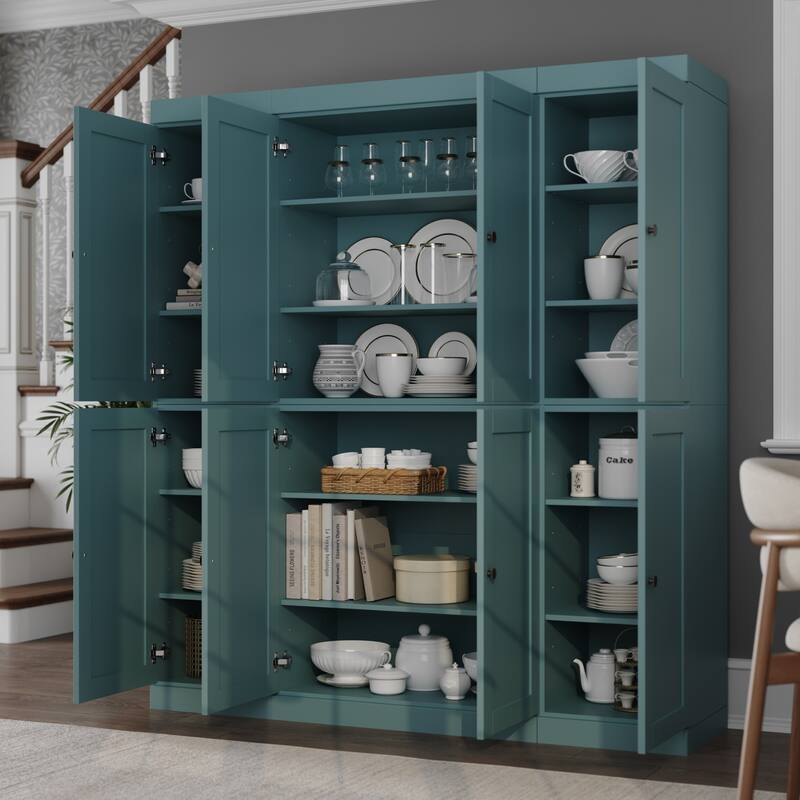 Palace Imports 100% Solid Wood 65" Pantry Cabinet with Shaker Doors and Adjustable Shelves