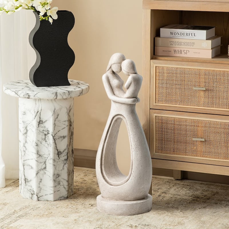 Glitzhome 24.75"H Modern Abstract Sculpture Hugging Mother and Baby Garden Statue
