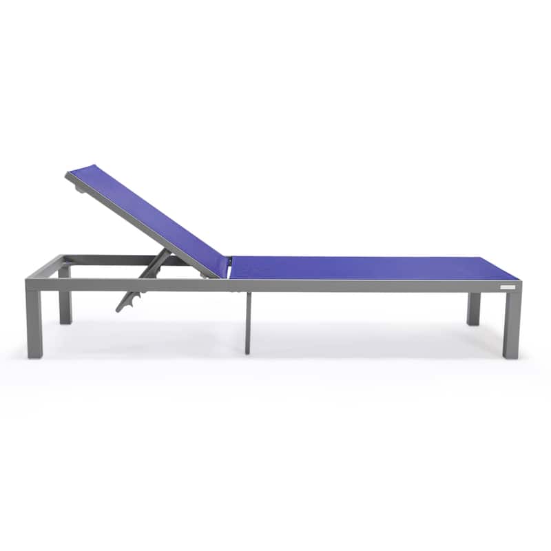 Aluminum Beach Pool Sun Lounge Chair Sling Mesh Fabric Reclining Stackable Lounger Chair