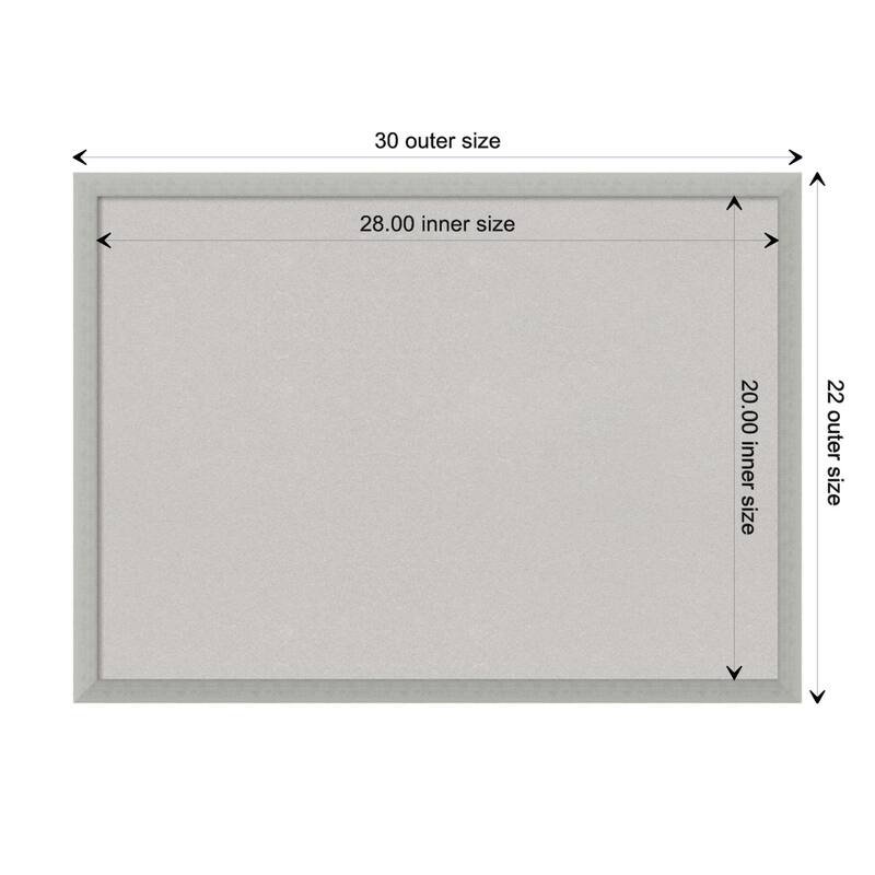 Silver Leaf Wood Framed Grey Corkboard Bulletin Board - Board Size 28x20