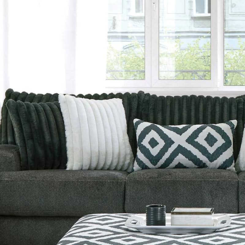 Furniture of America Peak Chenille 2-Piece USA Made Loveseat and Sofa Set with Accent Pillows