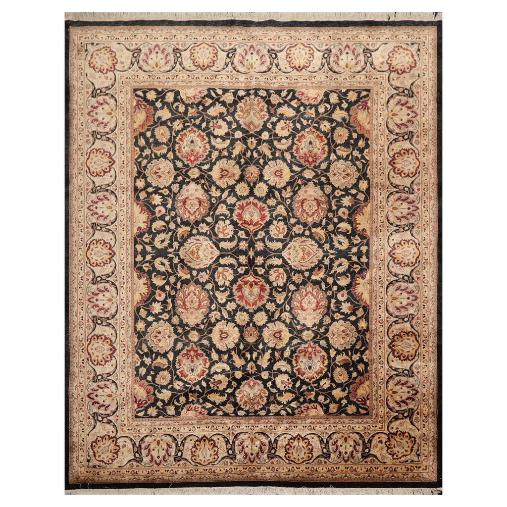 Hand Knotted 350 KPSI Pak16/18 Charcoal Wool Oriental Area Rug (8x10) - 8' 1'' x 10' 4''