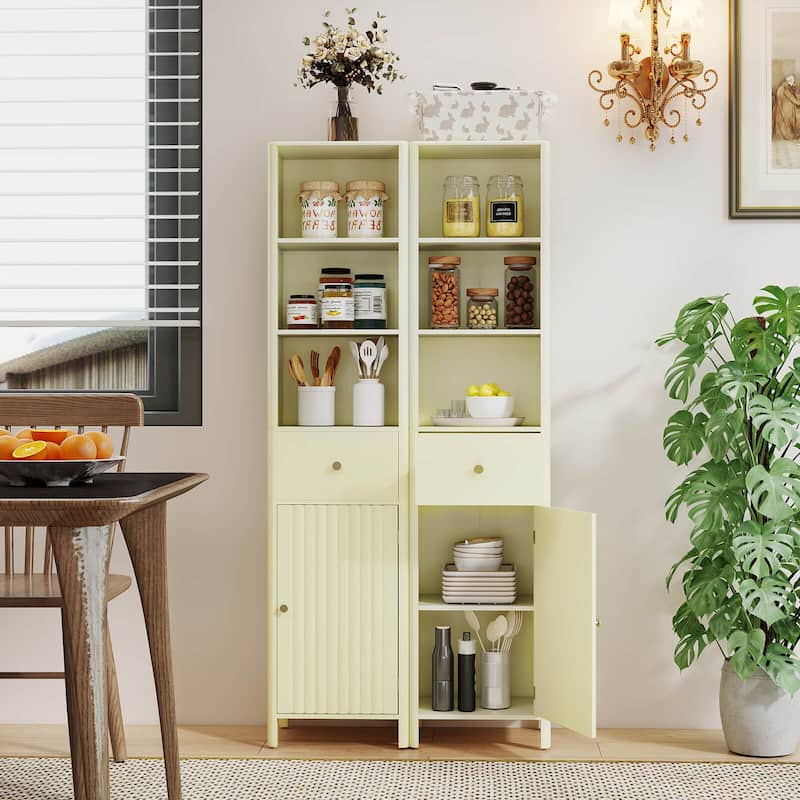 Costway 67” Tall Bathroom Cabinet with 3 Open Shelves, 1 Drawer, - See Details