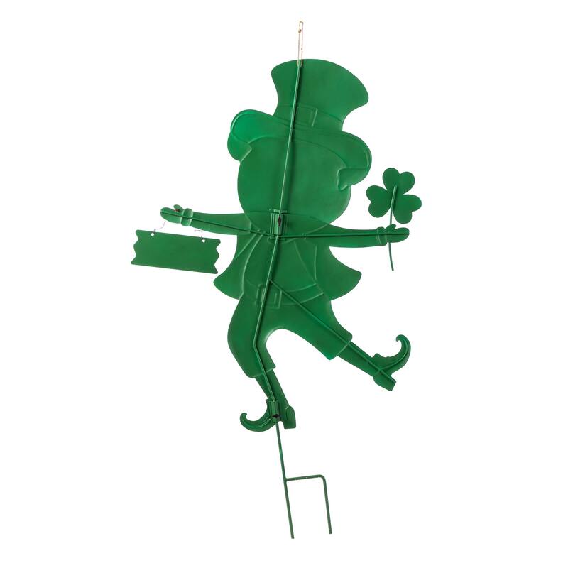Glitzhome 36"H St. Patrick's Metal Leprechaun Decor(Three Function)