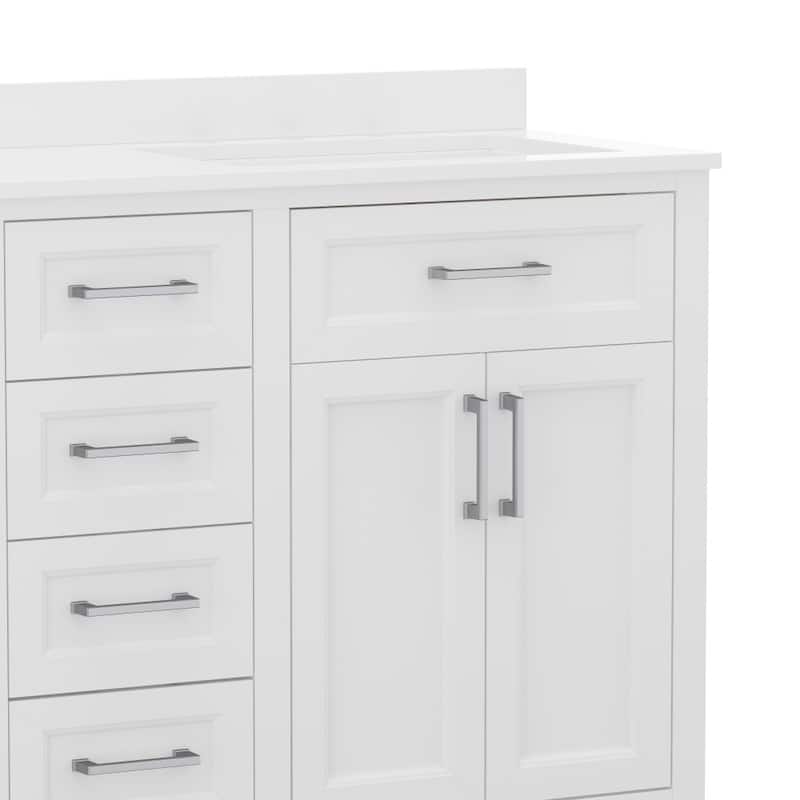Bathroom Vanity with 2 Sinks, 2 Storage Cabinets, and 6 Drawers - 18.5"D x 60"W x 37.5"H