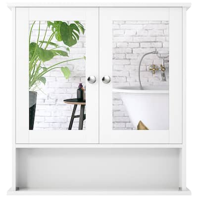 Costway New Bathroom Wall Cabinet Double Mirror Door Cupboard Storage