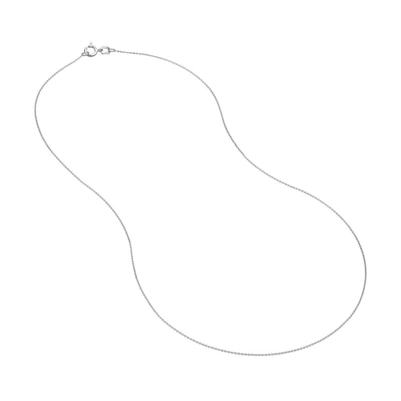 Curata 14k White Gold 0.7mm Cable Chain Necklace (Spring Ring)