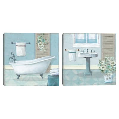Teal Bath by Carol Robinson Canvas S/2 by Carol Robinson Canvas Art Prints