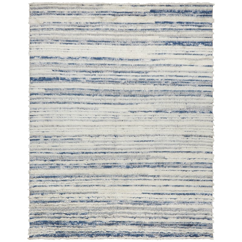 Abstract Shag Blue/White Area Rug