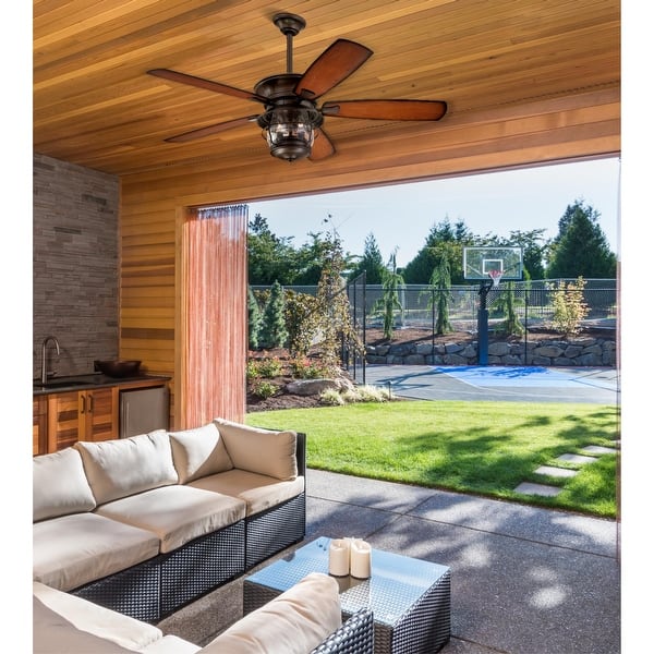 slide 1 of 5, Westinghouse Lighting Brentford 52" Indoor/Outdoor Aged Walnut LED Ceiling Fan Hardwired