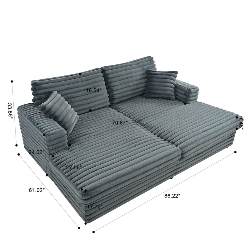 Christopher Knight Home - Alexander Oversized Cloud Loveseat Chaise Lounge with Fluffy Upholstery and Throw Pillows