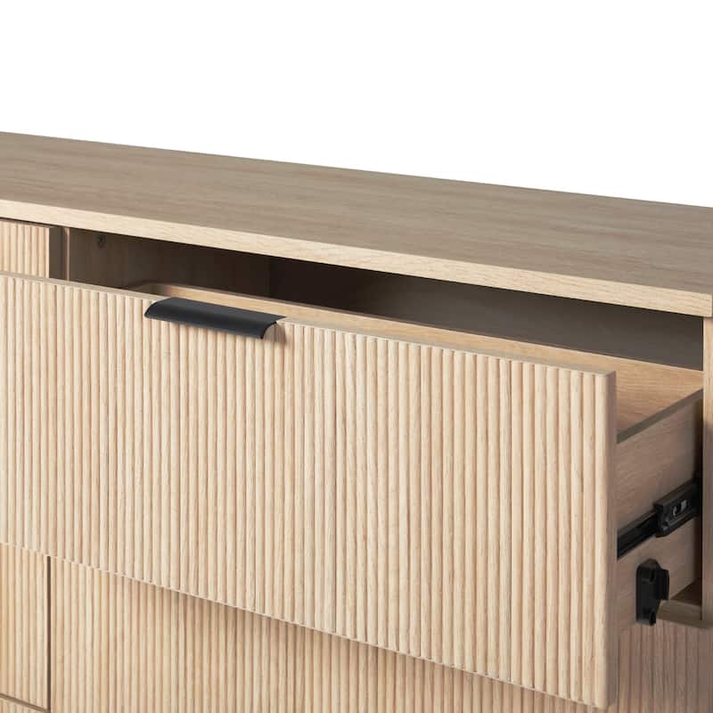 Walker Edison Six Drawer Chest with Reeded Drawer Fronts