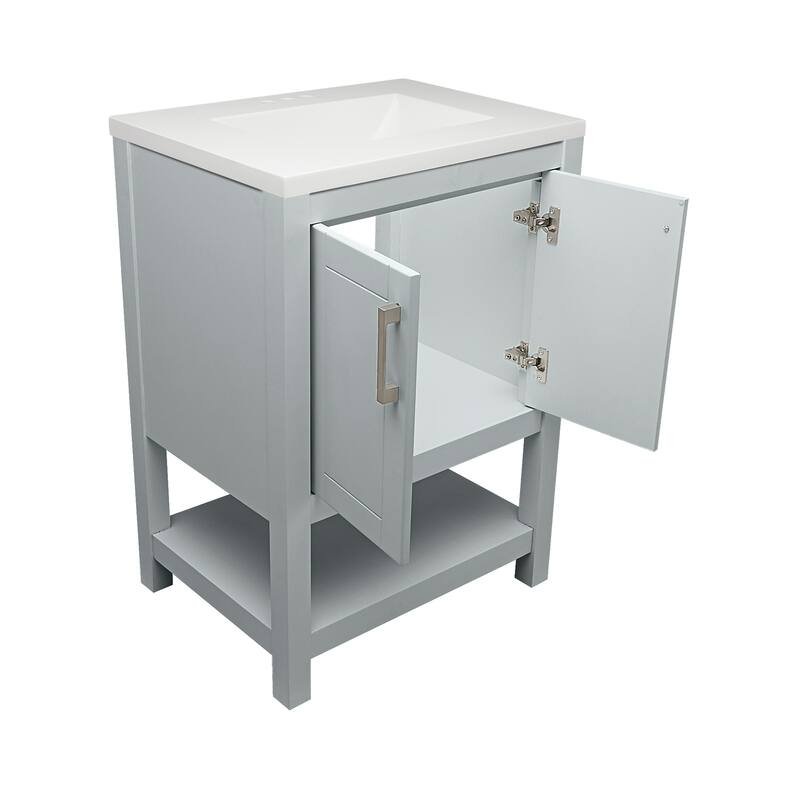 Taos 25" Bathroom Vanity with Cultured Marble Vanity Top Sink in White with White Basin