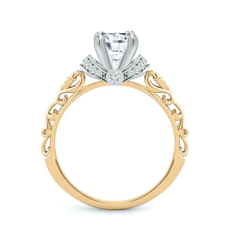 Auriya 14k Gold Vintage 1/2ctw Round Diamond Engagement Ring Two-Tone Gold (H-I, I1-I2)