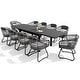 preview thumbnail 1 of 7, VredHom 11PC Outdoor Patio Extendable Table Dining Sets Table with Rattan Chairs Table-Black&Chair-Grey
