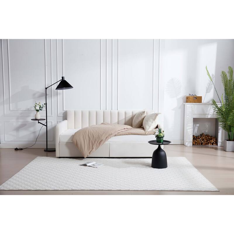 Flora Upholstered Daybed with 2 Drawers,Twin