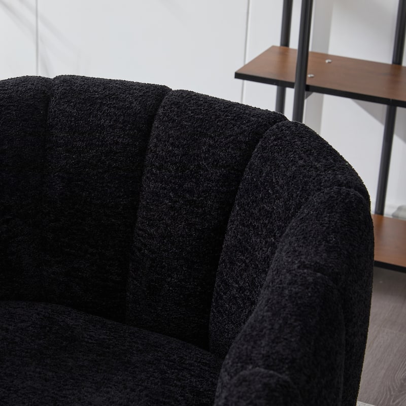 Roomfitters Chenille Living Room Set, 3-Piece Channel Tufted Loveseat and Accent Chairs with Metal Legs for Small Spaces, Black