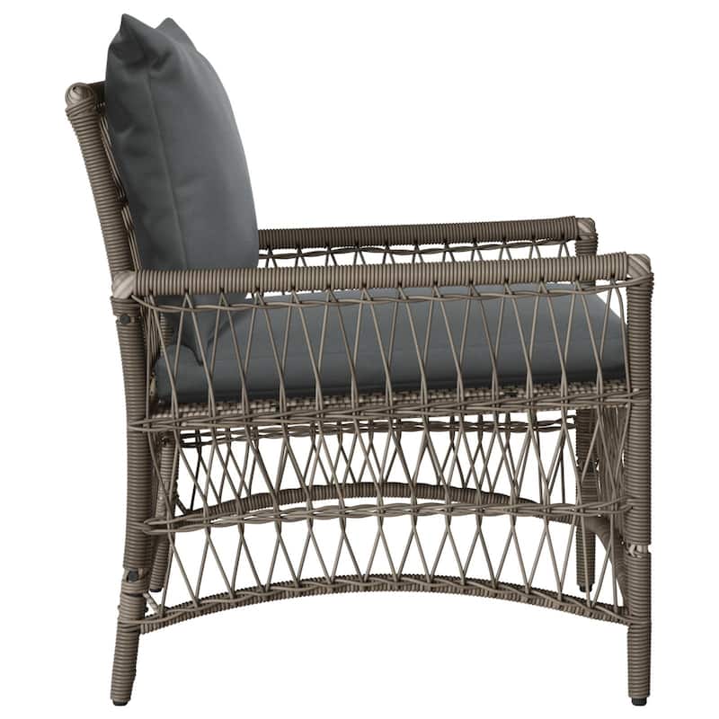 vidaXL Garden Chair with Cushions Grey Poly Rattan - 24 x 28.7 x 30.3