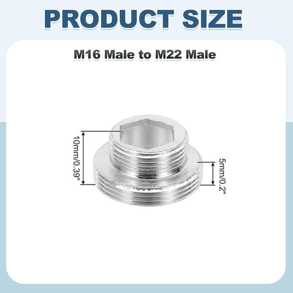 dimension image slide 3 of 23, Faucet Aerator Adapter, Male to Male Brass Faucet Adapter with Washer for Kitchen Bathroom Sink Water Filter - Silver