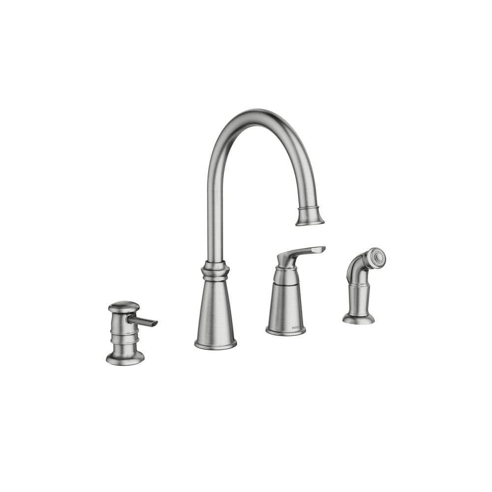 Moen 87044 Whitmore Single Handle High Arch Kitchen Faucet With Side Spot Resist Stainless Overstock 25651069