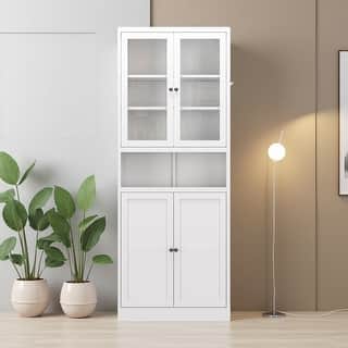 72" Stainless Steel Pantry Cabinet with Glass Doors