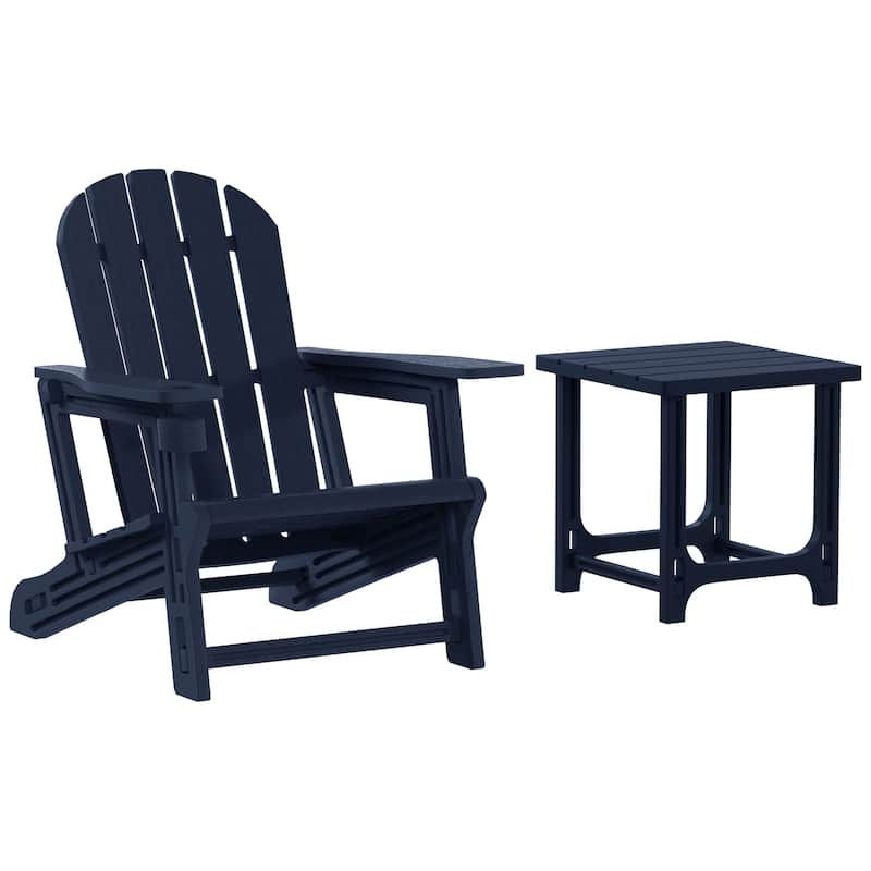 Coastline Outdoor Poly Adirondack Chair with Side Table