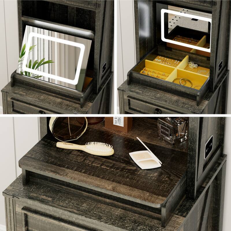 Makeup Vanity with Led Light and Hidden Storage