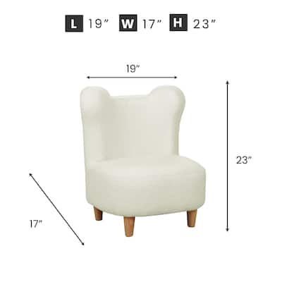 White Curved Teddy Bear Kids Chair with Foam Seat and Washable Fabric