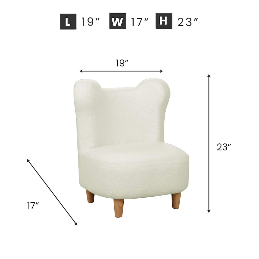 White Curved Teddy Bear Kids Chair with Foam Seat and Washable Fabric