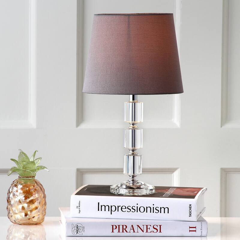 SAFAVIEH Lighting Catrina 15-inch Grey Shade Crystal Cube Table Lamp (Set of 2) - 9"x9"x16" - 9"Wx9"Dx16"H