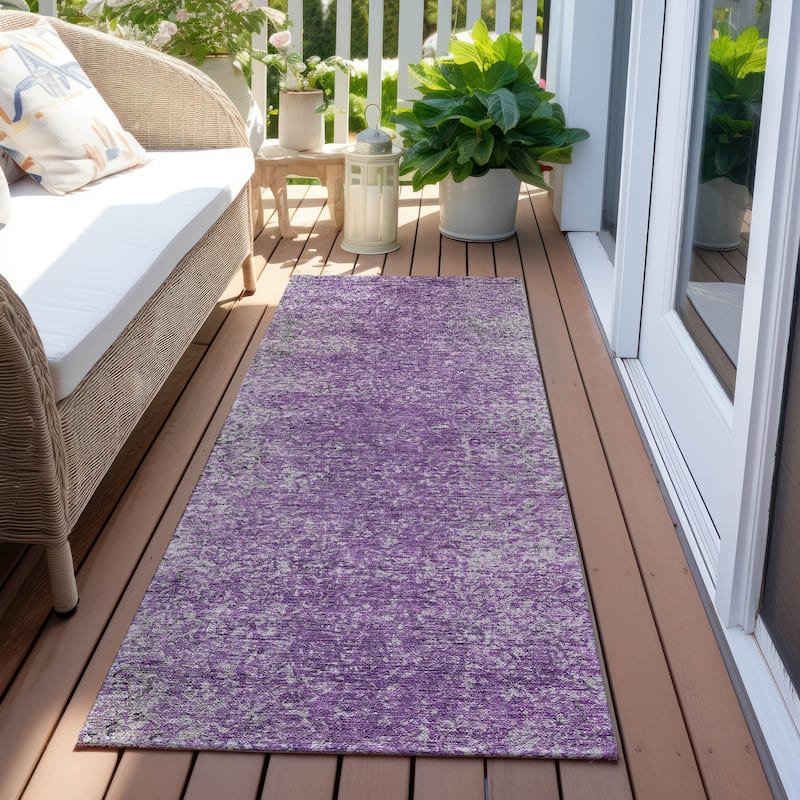 Machine Washable Indoor/ Outdoor Chantille Solid Contemporary Rug - Plum - 2'3" x 7'6"