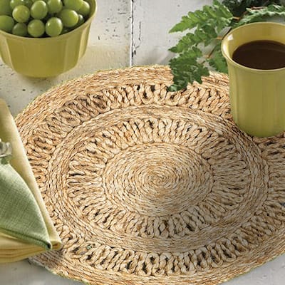 Sevita Jute Woven Placemat, Natural, 1'3" x 1'3", Set of Two - 15" x 15"