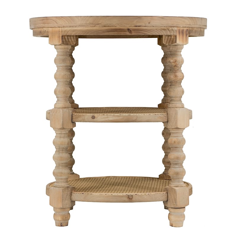 Wood Round 3-Tiered End Table with Legs