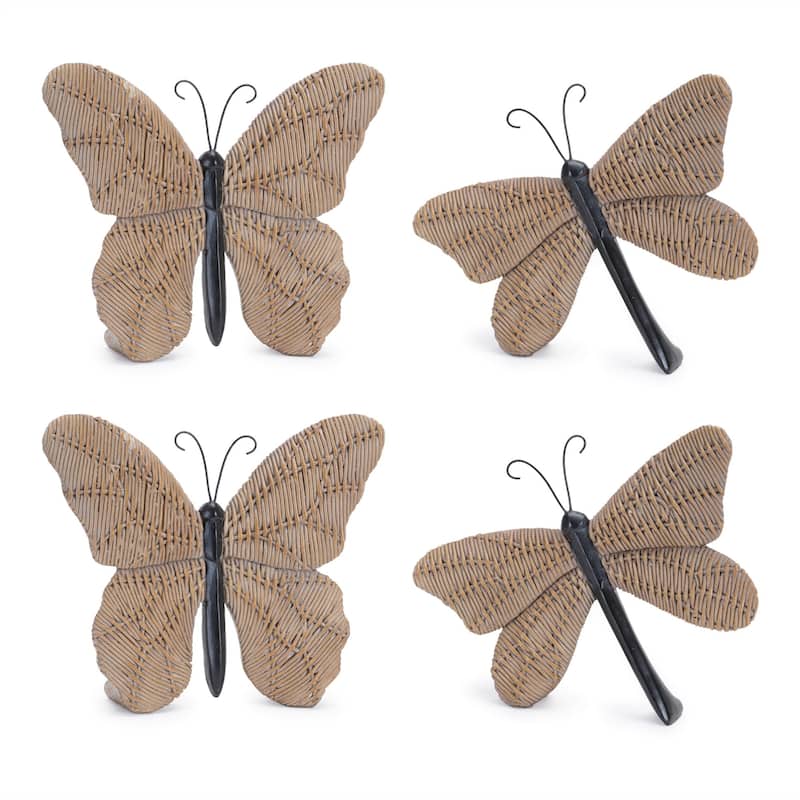 Butterfly and Dragonfly Shelf Sitter Figurines - 7.5" - Set of 4