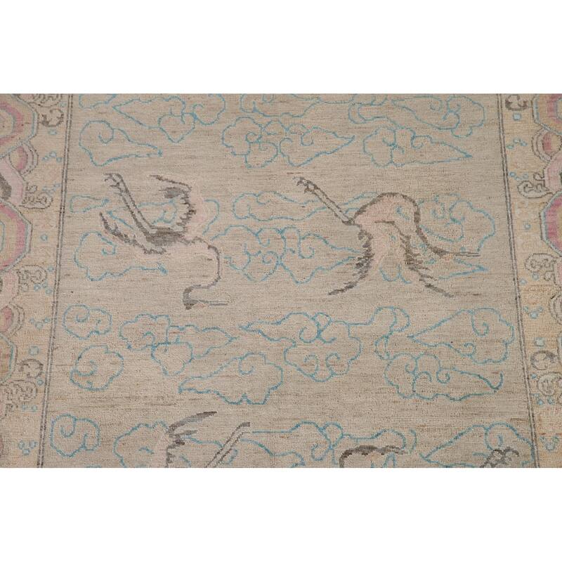 Handmade Vegetable Dye Oushak Turkish Area Rug Oriental Wool Carpet - 5'4"x 7'1"