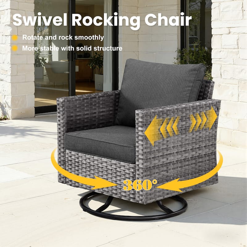 XIZZI 8-piece Patio Outdoor Wicker Furniture Swivel Chair Set