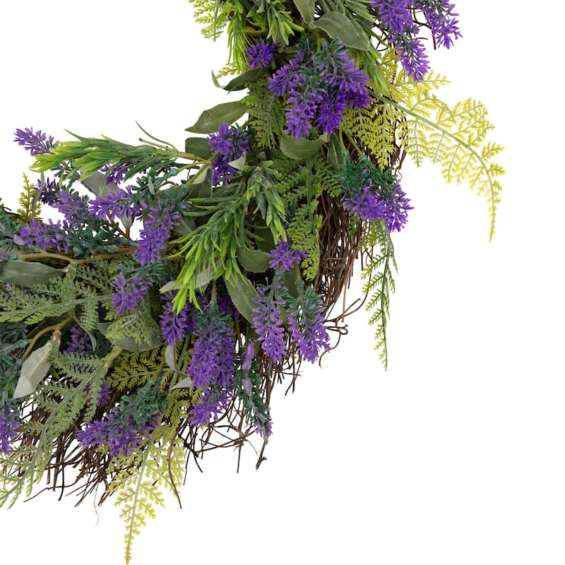 Lavender and Spring Foliage Artificial Floral Wreath - 24"