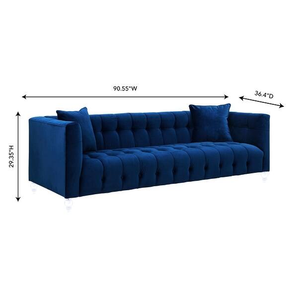 Shop Bea Navy Velvet Sofa Overstock 11149242