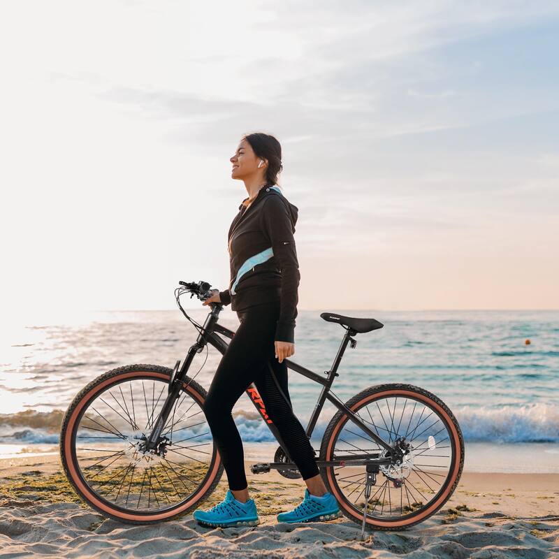 27 Inch Mountain Bike with High Carbon Steel Frame, Disc Brakes for Commuting, Travel and Adventures - Black
