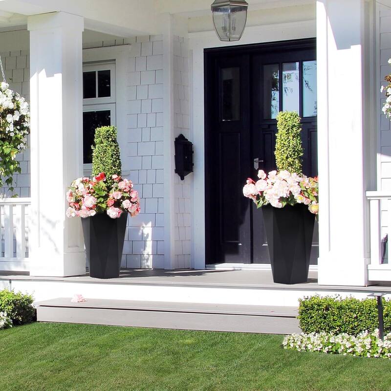 22.5" Set of 2 Self-Watering Tall Planter Pots for Patio, Porch, Garden, Indoor Outdoor