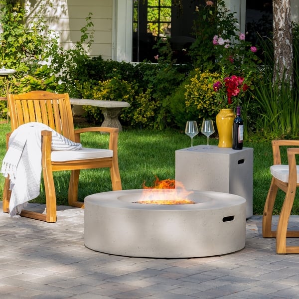 Aidan Circular 50K BTU Outdoor Gas Fire Pit Table with Tank Holder by Christopher Knight Home - Overstock - 13181165