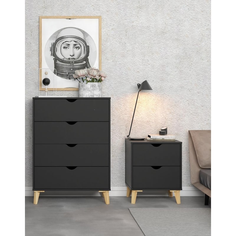 Mid Century Modern Tall 4-Drawer Dresser