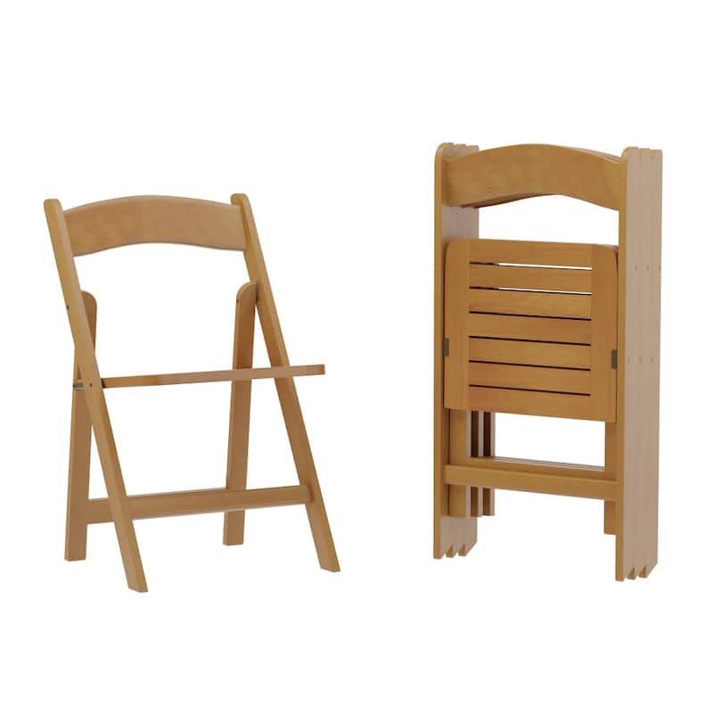 4PK Comm. Grade Solid Wood Portable Folding Dining Chair - 17.5"W x 18"D x 31.25"H - Oak